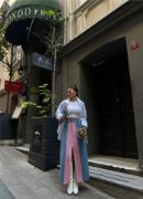KOT ETEK PARÇALI UZUN ÖNDEN YIRTMAÇLI - Pembe resmi