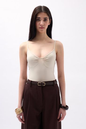 Önü Büzgülü Askılı Bodysuit resmi