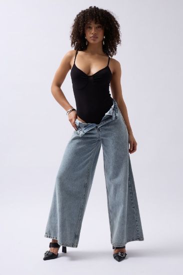 Önü Büzgülü Askılı Bodysuit resmi