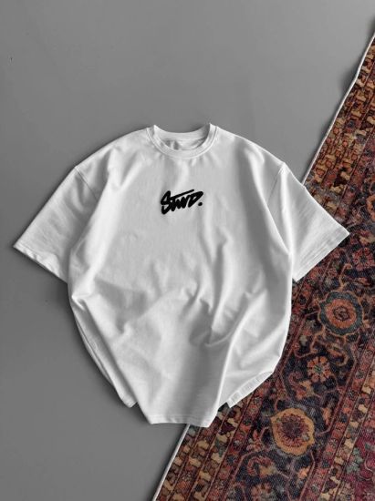 Baskılı Oversize T-shirt - Beyaz resmi