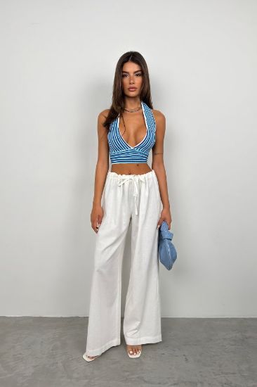Çizgili Boyun Bağlamalı Crop resmi