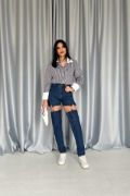 Mavi Askılı İki Parça Jeans Pantolon resmi