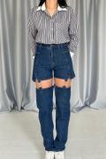 Mavi Askılı İki Parça Jeans Pantolon resmi