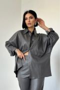 Füme Deri Gömlek Ve Pantolon Takım resmi