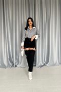 Siyah Askılı İki Parça Jeans Pantolon resmi