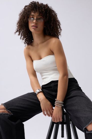 Straplez Dokulu Crop resmi