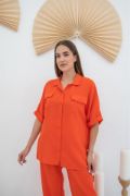 Oranj Gömlek Ve Pantolon Takım resmi