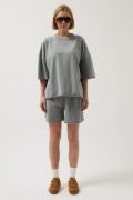 Oversize Lazer Kesim Bisiklet Yaka T-Shirt resmi