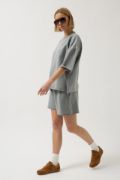 Oversize Lazer Kesim Bisiklet Yaka T-Shirt resmi