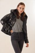 5114 Oversize Deri Mont - Siyah resmi