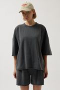Oversize Lazer Kesim Bisiklet Yaka T-Shirt resmi