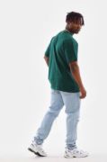 Unisex Oversize Düz Bisiklet Yaka T-Shirt - Koyu Yeşili resmi