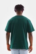Unisex Oversize Düz Bisiklet Yaka T-Shirt - Koyu Yeşili resmi