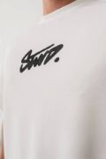 Erkek Baskılı Oversize T-shirt - Beyaz resmi