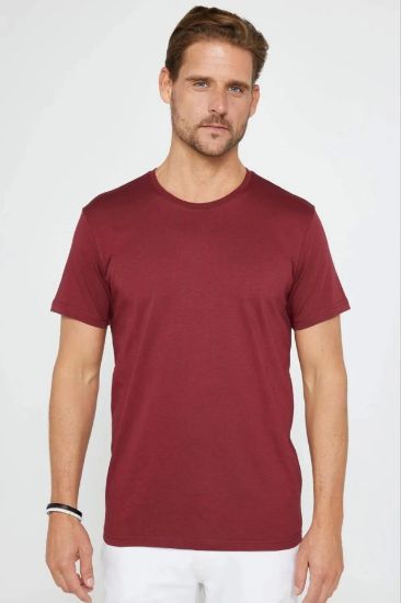 Erkek 24/1 Düz A Kalite Oversize T-shirt - Bordo resmi
