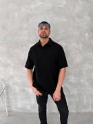 Yakalı Patlı Kısa Kol T-shirt - Siyah resmi
