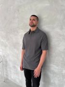 Yakalı Patlı Kısa Kol T-shirt - Antrasit resmi