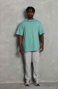 Unisex Oversize Düz Bisiklet Yaka T-Shirt - Mint Yeşili resmi