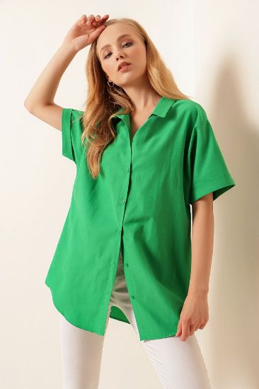20120 Oversize Kısa Kollu Gömlek - Yeşil resmi