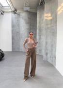 230 Gr Poly Viscose Full Lycra Pi̇leli̇ Palazzo Pantolon resmi