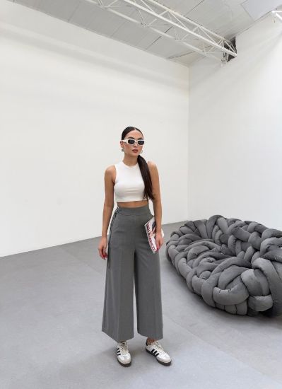 230 Gr Poly Viscose Full Lycra Metal Toka Aksesuarli Pantolon resmi