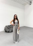 Toskana Çi̇zgi̇li̇ Kruvaze Yaka Tek Düğmeli̇ Yelek Pantolon Takim resmi