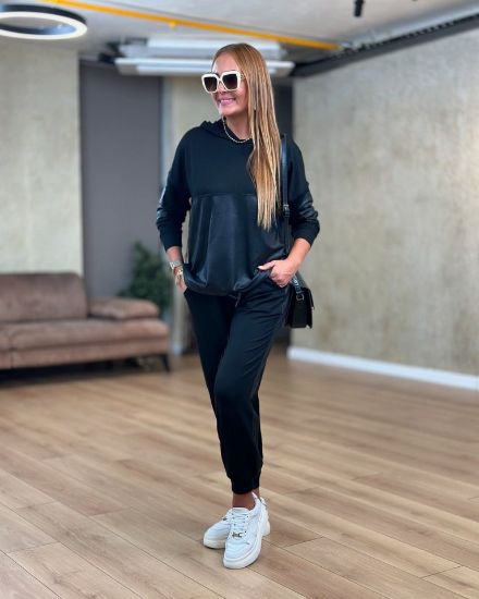 Kadın Uzun Kollu Kapüşonlu Oversize Sweat Ve Pantolon Ikili Takım resmi