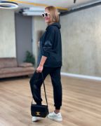 Kadın Uzun Kollu Kapüşonlu Oversize Sweat Ve Pantolon Ikili Takım resmi