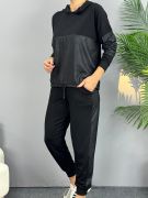 Kadın Uzun Kollu Kapüşonlu Oversize Sweat Ve Pantolon Ikili Takım resmi