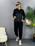 Kadın Uzun Kollu Kapüşonlu Oversize Sweat Ve Pantolon Ikili Takım resmi