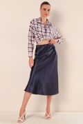 15806 Saten Etek - Lacivert resmi