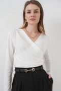 939 Anvelop Yaka Sandy Bluz - Beyaz resmi