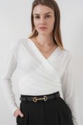 939 Anvelop Yaka Sandy Bluz - Beyaz resmi