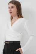 939 Anvelop Yaka Sandy Bluz - Beyaz resmi