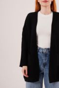 Cepli Salaş Model Triko Uzun Siyah Hırka resmi