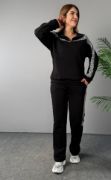 Kadın Fermuar Ve Ekose Detay Sweatshirt Ve Pantolon üç Iplik Kumaş Ikili Takım resmi