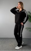 Kadın Fermuar Ve Ekose Detay Sweatshirt Ve Pantolon üç Iplik Kumaş Ikili Takım resmi