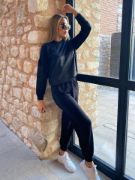 Kadın Uzun Kollu Kapüşonlu Oversize Sweat Ve Pantolon Ikili Takım resmi