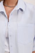 20213 Oversize Kısa Kol Basic Gömlek - Bebe Mavi resmi