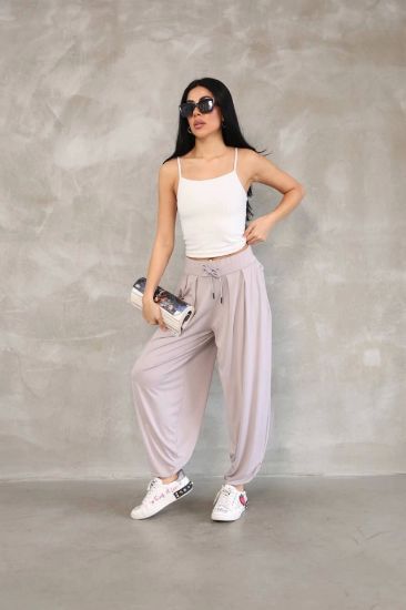 Osy Modal Yumuşak Dokulu Kumaş Şalvar Pantalon - Bej resmi