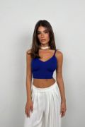 V Yaka Crop Bluz resmi
