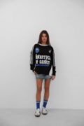 Şerit Detay Baskılı Oversize Sweatshirt resmi