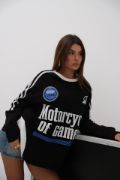 Şerit Detay Baskılı Oversize Sweatshirt resmi