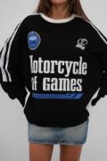 Şerit Detay Baskılı Oversize Sweatshirt resmi