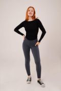 Yaka Detay Uzun Kollu Basic Siyah Bluz resmi