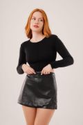 Ters Dikişli Basic Siyah Body Bluz resmi