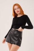 Ters Dikişli Basic Siyah Body Bluz resmi