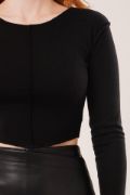 Ters Dikişli Basic Siyah Body Bluz resmi