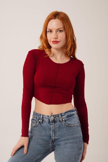 Ters Dikişli Basic Bordo Body Bluz resmi