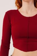 Ters Dikişli Basic Bordo Body Bluz resmi